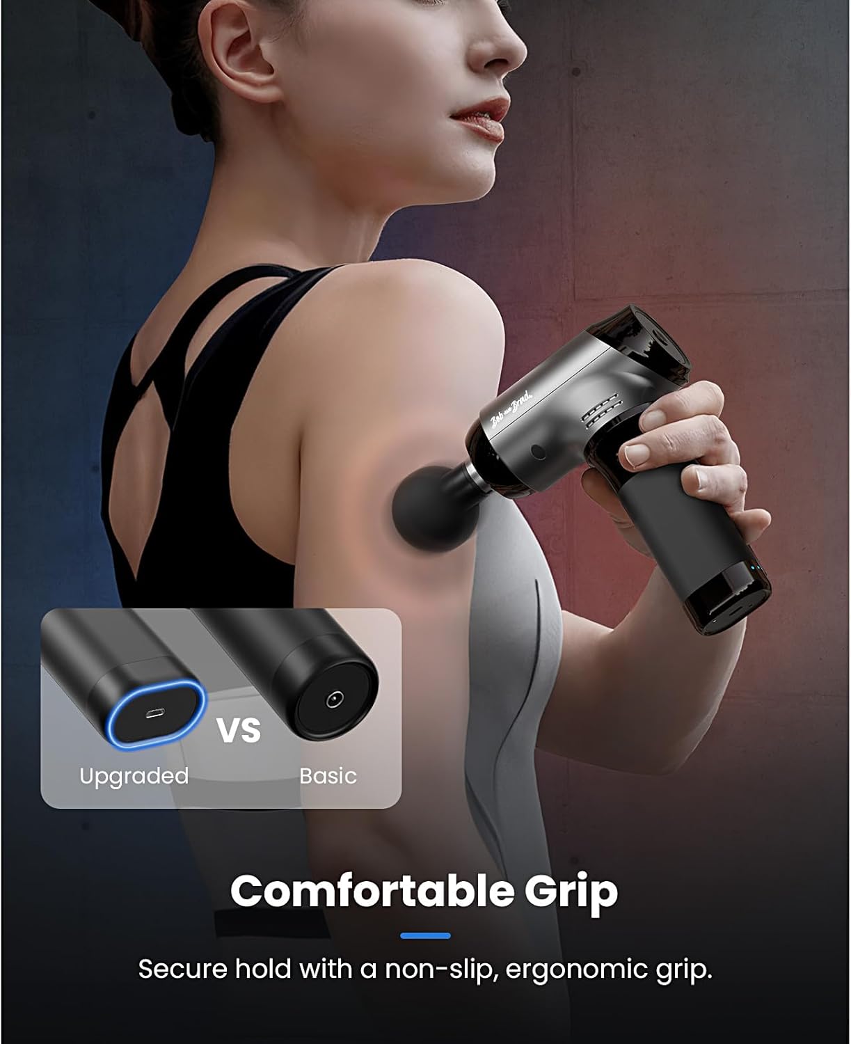 BOB AND BRAD T2 Pro Massage Gun, Percussion Muscle Massage Gun Deep Tissue with 10MM Amplitude, Upgraded 4000 mah Battery Handheld Electric Massager for Athletes Pain Relief - Midnight Black