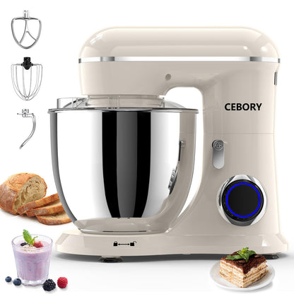 CEBORY 3-IN-1 Electric Stand Mixer, 6.5QT Bowl 660W 10-Speed Kitchen Mixer, Household Food Mixers include Dough Hook, Beater and Whisk, Bread Cake Mixer for Baking and Most Home Cooks, Purple