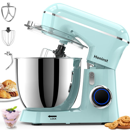 Honinst Stand Mixer, 6.5QT 10-Speed Tilt-Head Electric Stand Mixer, 3-In-1 Kitchen Mixer with Bowl, Dough Hook, Whisk and Beater, Food Mixer for Baking, Cake and Most Home Cooks, Light Green