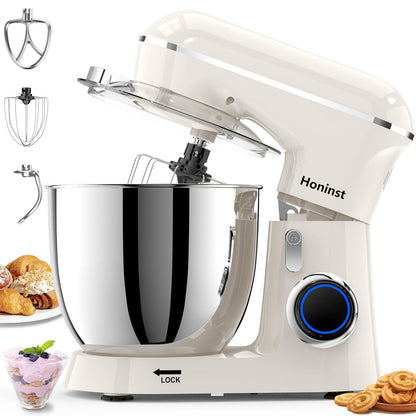 Honinst Stand Mixer, 6.5QT 10-Speed Tilt-Head Electric Stand Mixer, 3-In-1 Kitchen Mixer with Bowl, Dough Hook, Whisk and Beater, Food Mixer for Baking, Cake and Most Home Cooks, Light Green