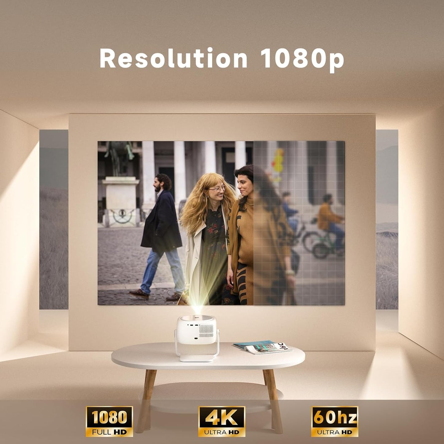 XIAPIPRO 400ANSI 1080P Full HD Projector, Home Theater Projector with WiFi & Bluetooth, LED Projector for Movies, Gaming, and Outdoor Use – Compatible with TV Stick, Laptop, Smartphone, USB, HDMI