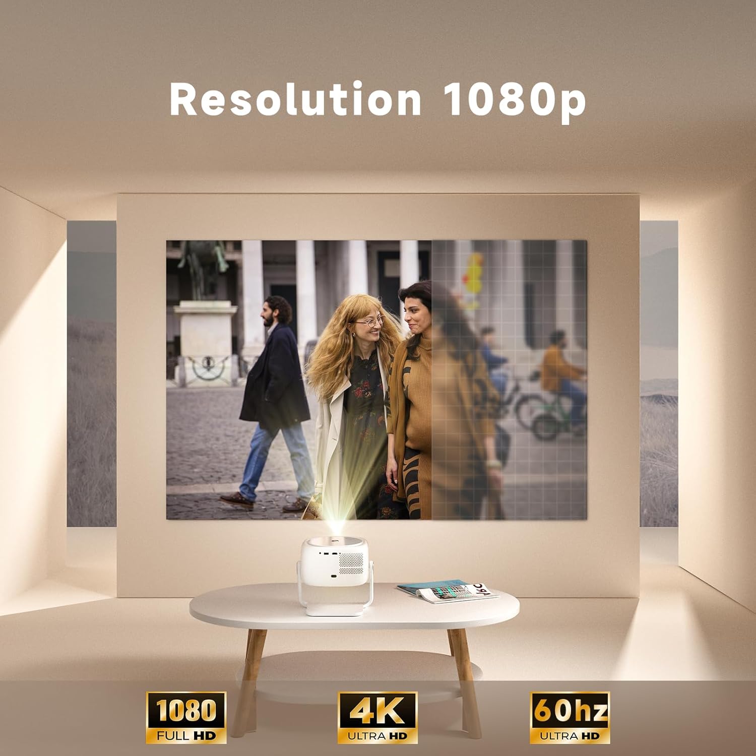 XIAPIPRO 400ANSI 1080P Full HD Projector, Home Theater Projector with WiFi & Bluetooth, LED Projector for Movies, Gaming, and Outdoor Use – Compatible with TV Stick, Laptop, Smartphone, USB, HDMI