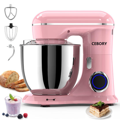 CEBORY 3-IN-1 Electric Stand Mixer, 6.5QT Bowl 660W 10-Speed Kitchen Mixer, Household Food Mixers include Dough Hook, Beater and Whisk, Bread Cake Mixer for Baking and Most Home Cooks, Purple