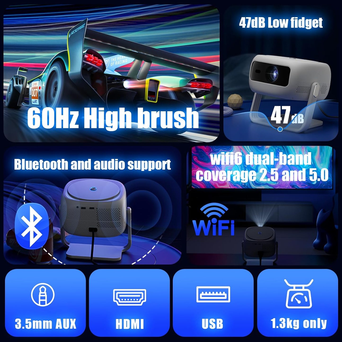 XIAPIPRO 400ANSI 1080P Full HD Projector, Home Theater Projector with WiFi & Bluetooth, LED Projector for Movies, Gaming, and Outdoor Use – Compatible with TV Stick, Laptop, Smartphone, USB, HDMI