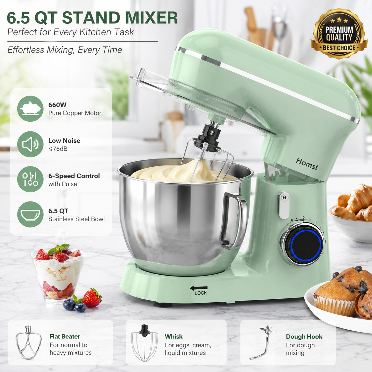 HONINST Electric Stand Mixer 6.5 QT